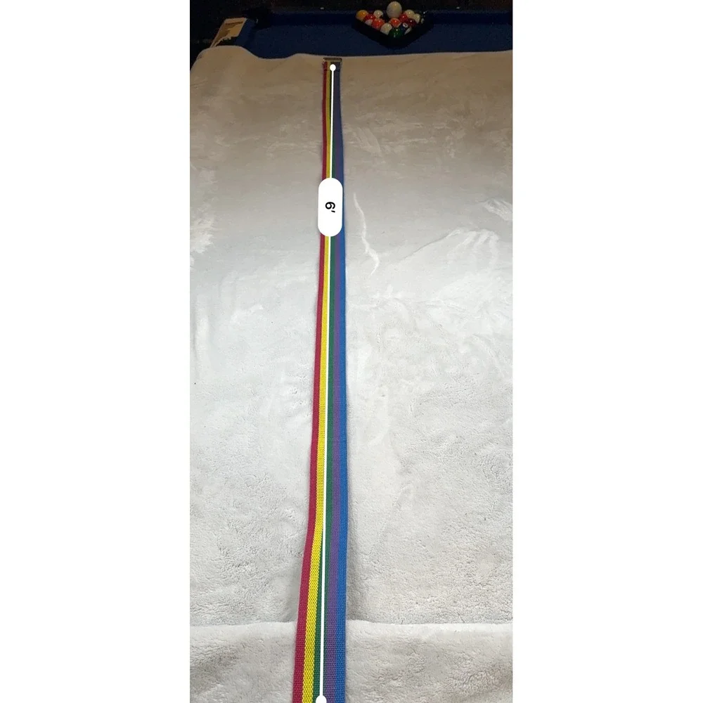 Posey Rainbow Stripe Belt Silver‎ Tone Buckle Colorful Woven Adjustable